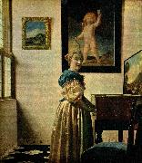 Jan Vermeer damen vid spinetten oil painting
